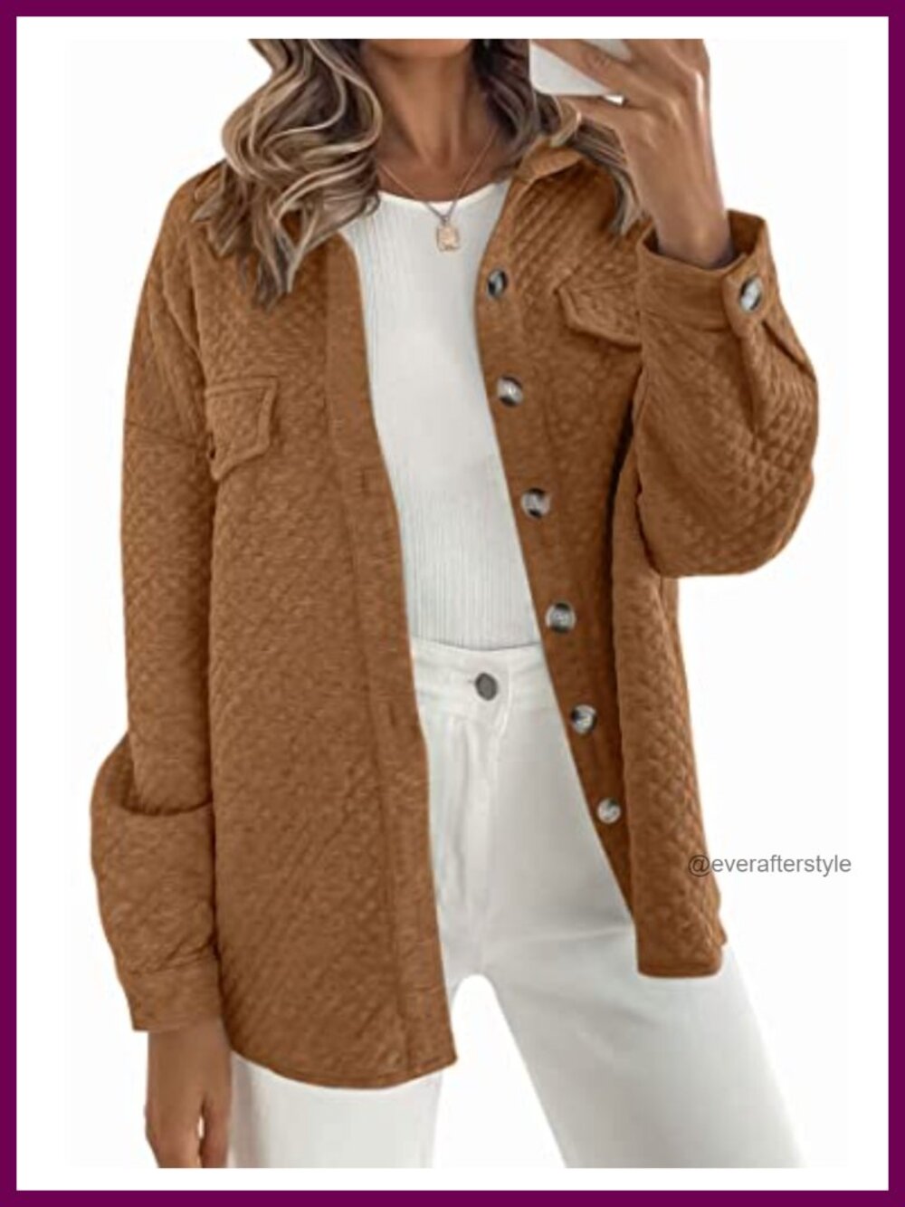 ZESICA Women's Loose Button Down Shacket Jacket Coat